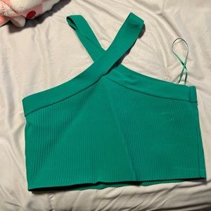 Criss cross green top